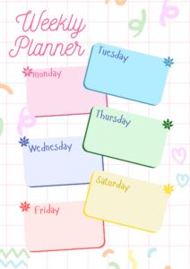 Colorful Cute Decorative Weekly Planner A4 Document