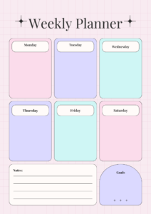 Pastel Minimalist Weekly Planner Document A4