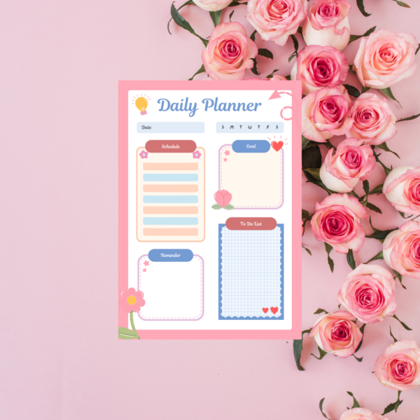 Blue Cute playful Daily Planner A4