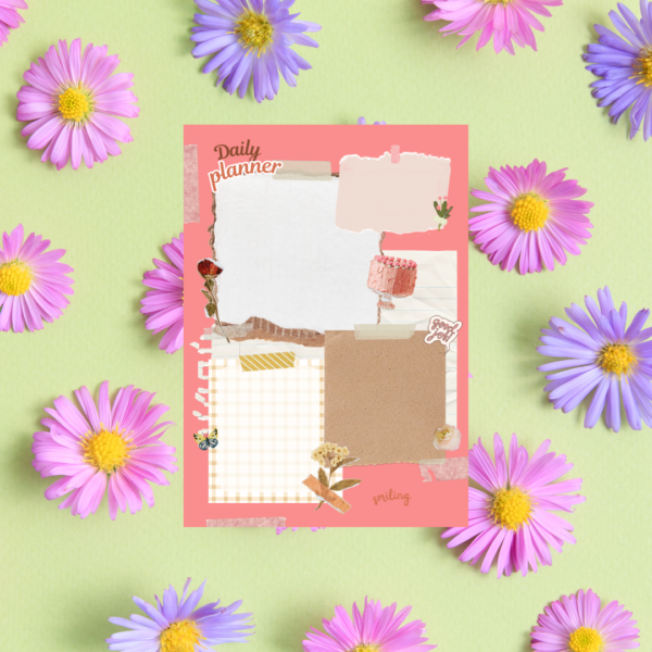 Beige And Brown Cute Vintage Collage Paper Daily Planner