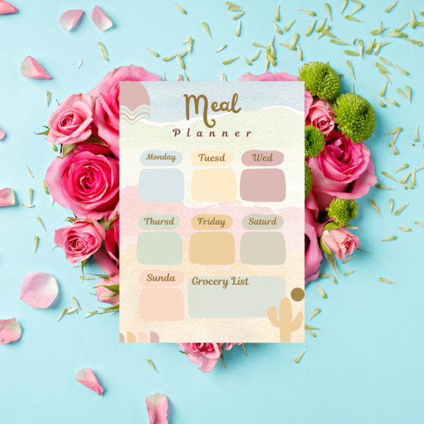 Pink and Blue Simple  Meal Planner