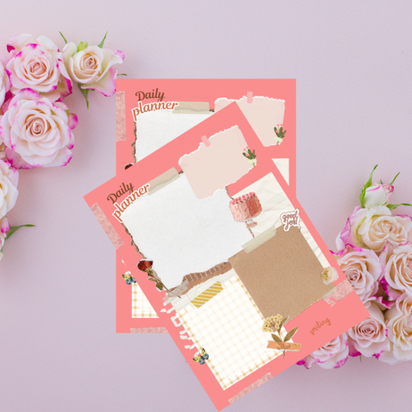 Beige And Brown Cute Vintage Collage Paper Daily Planner - Image 2