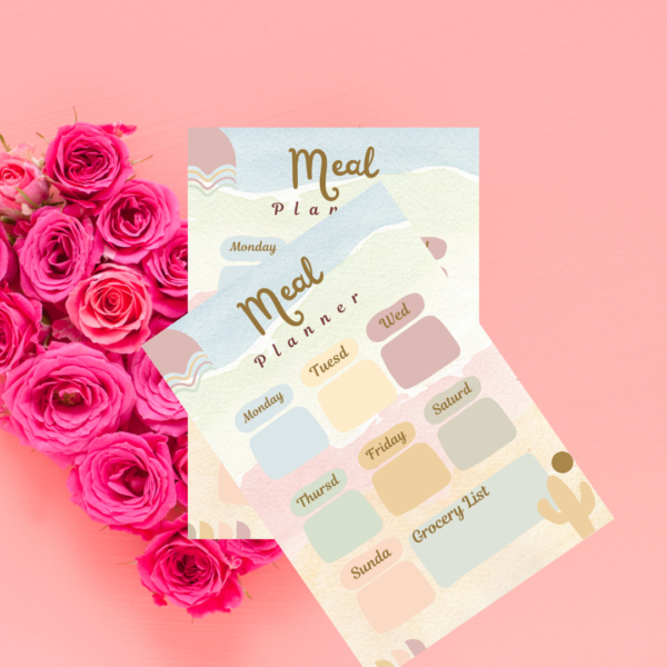 Pink and Blue Simple  Meal Planner - Image 2