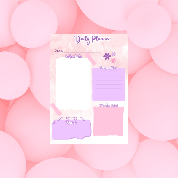 Pink Minimal Daily Planner