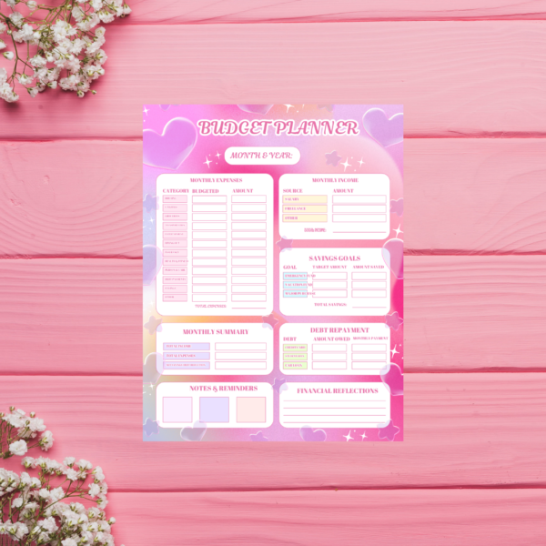 Pink Purple Cute Watercolor Daily Planner