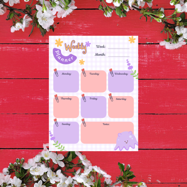 Purple Pink Cute Pattern Weekly Planner