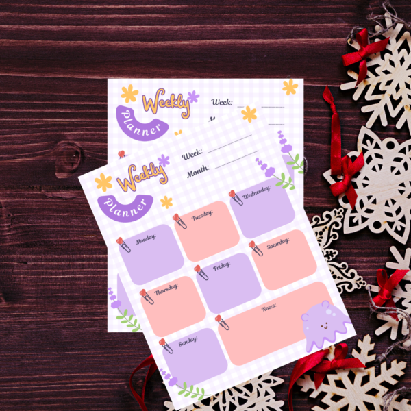 Purple Pink Cute Pattern Weekly Planner - Image 2