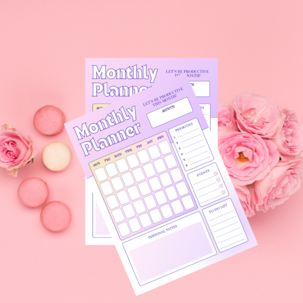 Purple White Gradient Minimalist Monthly Planner - Image 2